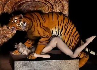 Sexy 3D tiger fucked her hole in hardcore mode